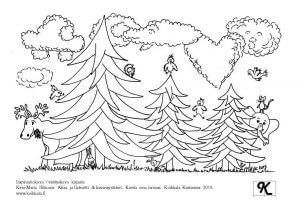 Tulosta lapselle värityskuva metsästä eläimineen tulosta värityskuva lapselle